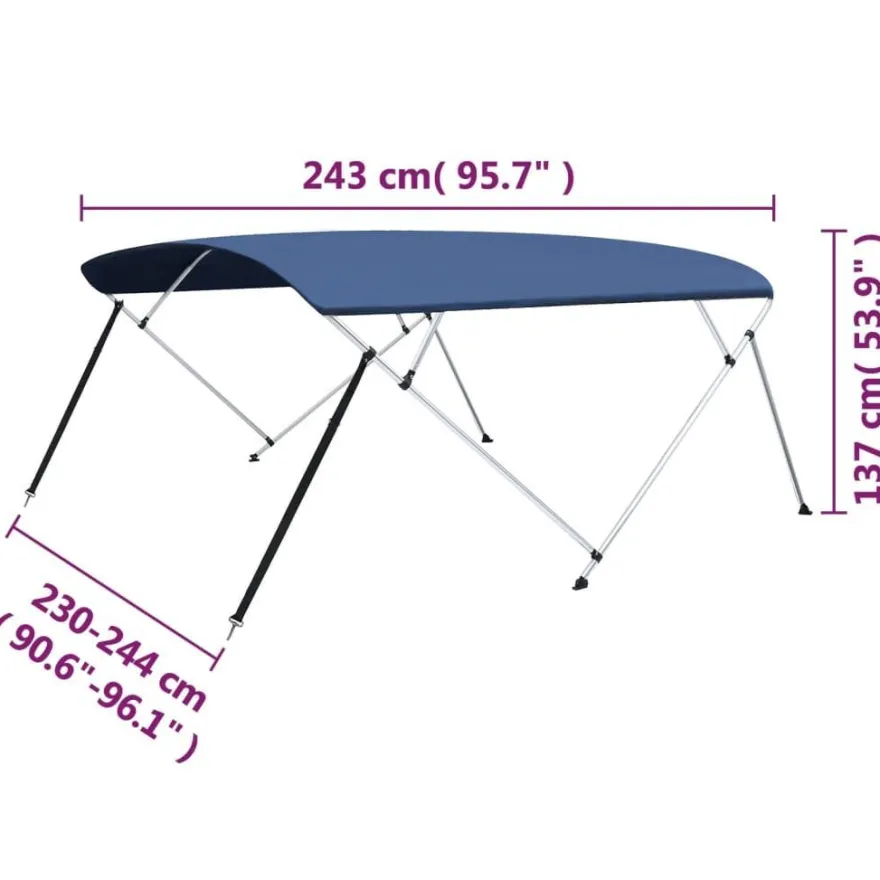 vidaXL 4-Bow Bimini Top Marineblau 243x(230-244)x137 cm