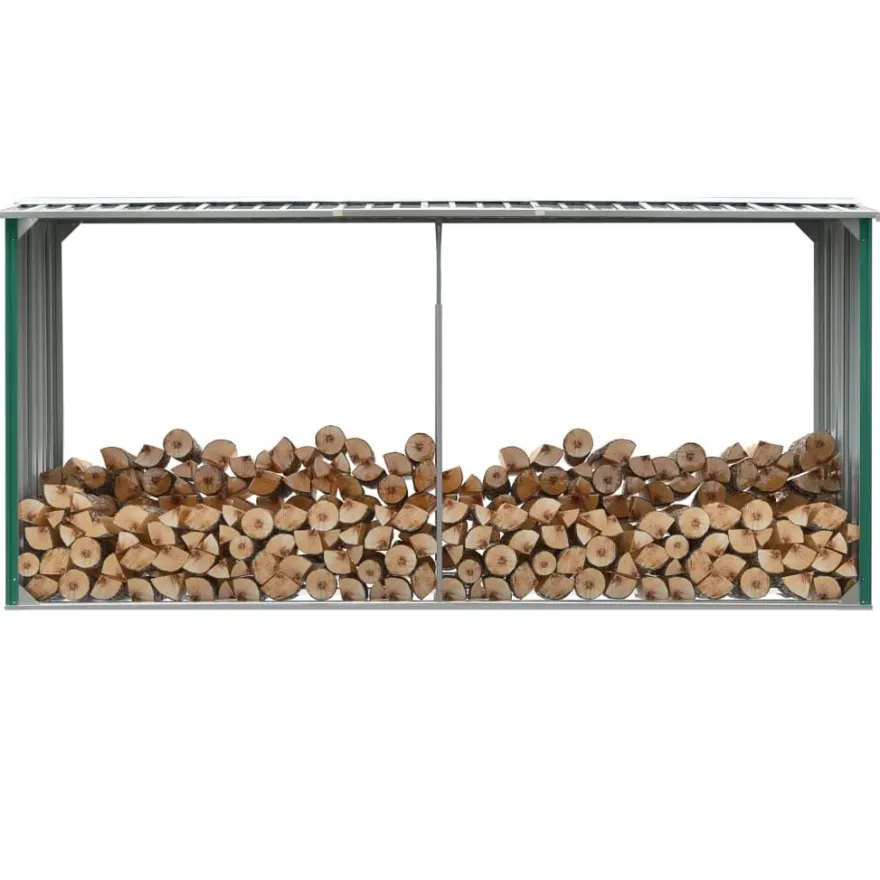 vidaXL Brennholzlager Verzinkter Stahl 330 x 92 x 153 cm Grün