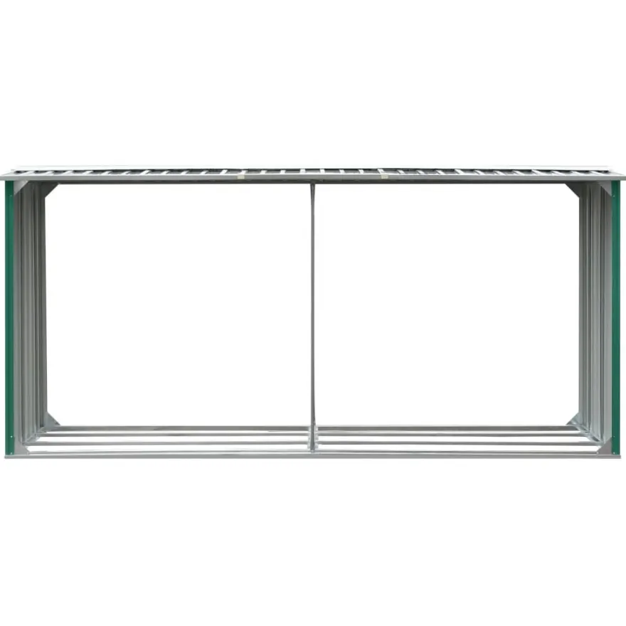 vidaXL Brennholzlager Verzinkter Stahl 330 x 92 x 153 cm Grün