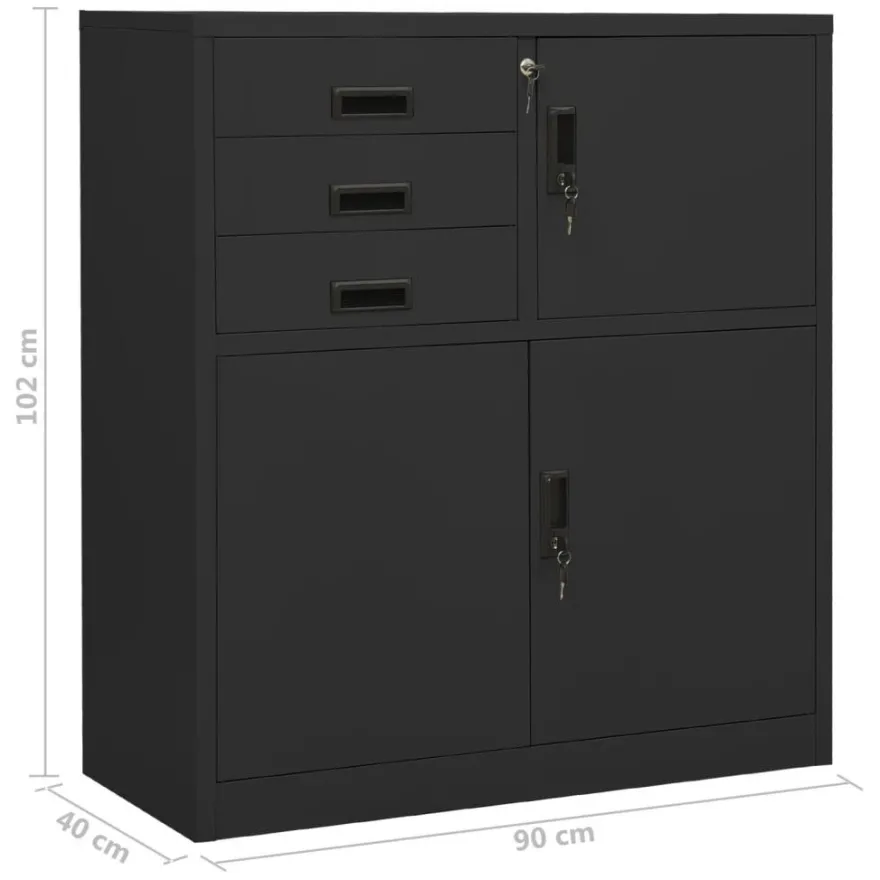 vidaXL Büroschrank Anthrazit 90x40x102 cm Stahl
