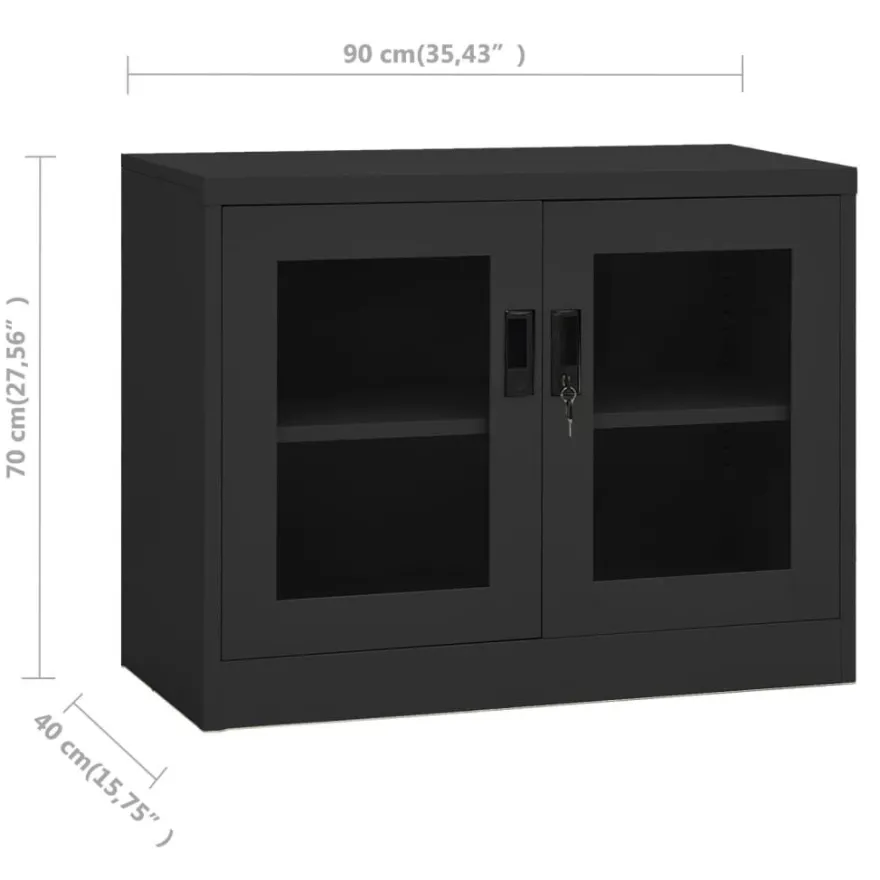 vidaXL Büroschrank Anthrazit 90x40x70 cm Stahl