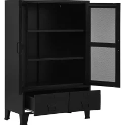 vidaXL Büroschrank mit Maschengittertüren Industriell 75×40×120 cm Stahl