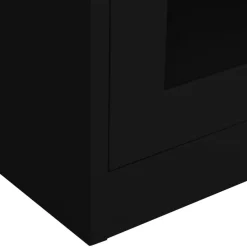 vidaXL Büroschrank Schwarz 90x40x180 cm Stahl und Hartglas