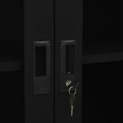 vidaXL Büroschrank Schwarz 90x40x180 cm Stahl und Hartglas