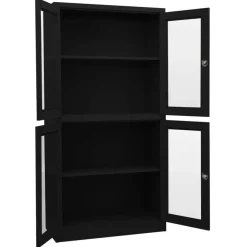 vidaXL Büroschrank Schwarz 90x40x180 cm Stahl und Hartglas