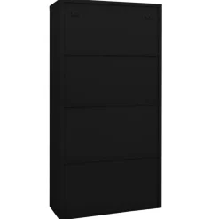 vidaXL Büroschrank Schwarz 90x40x180 cm Stahl und Hartglas