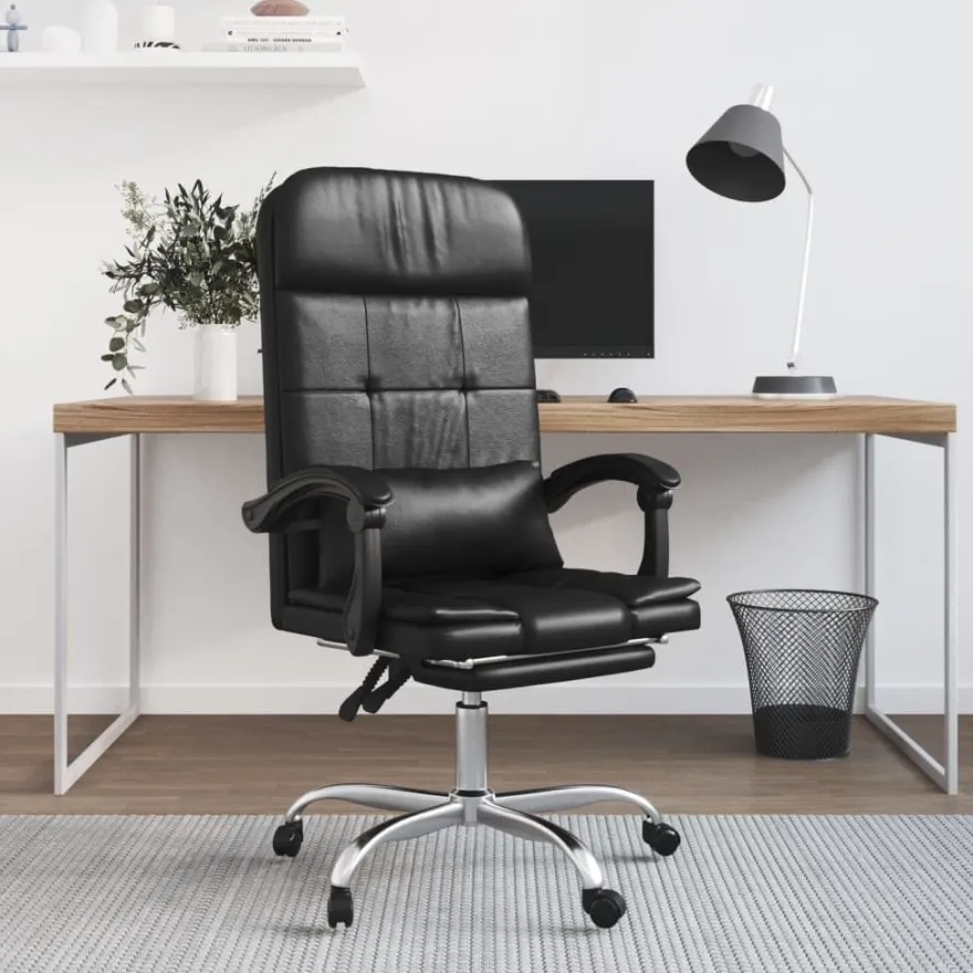 vidaXL Bürostuhl mit Massagefunktion Schwarz Kunstleder