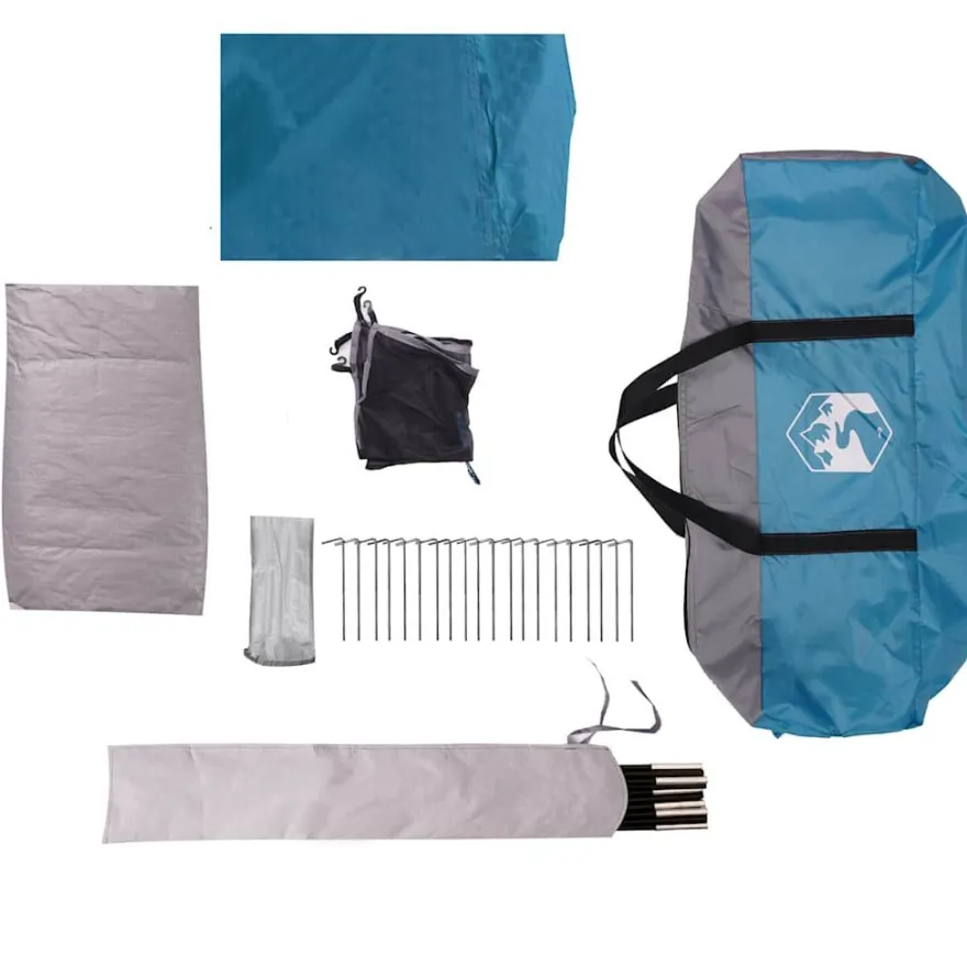 vidaXL Campingzelt mit Vorzelt 4 Personen Blau Wasserdicht