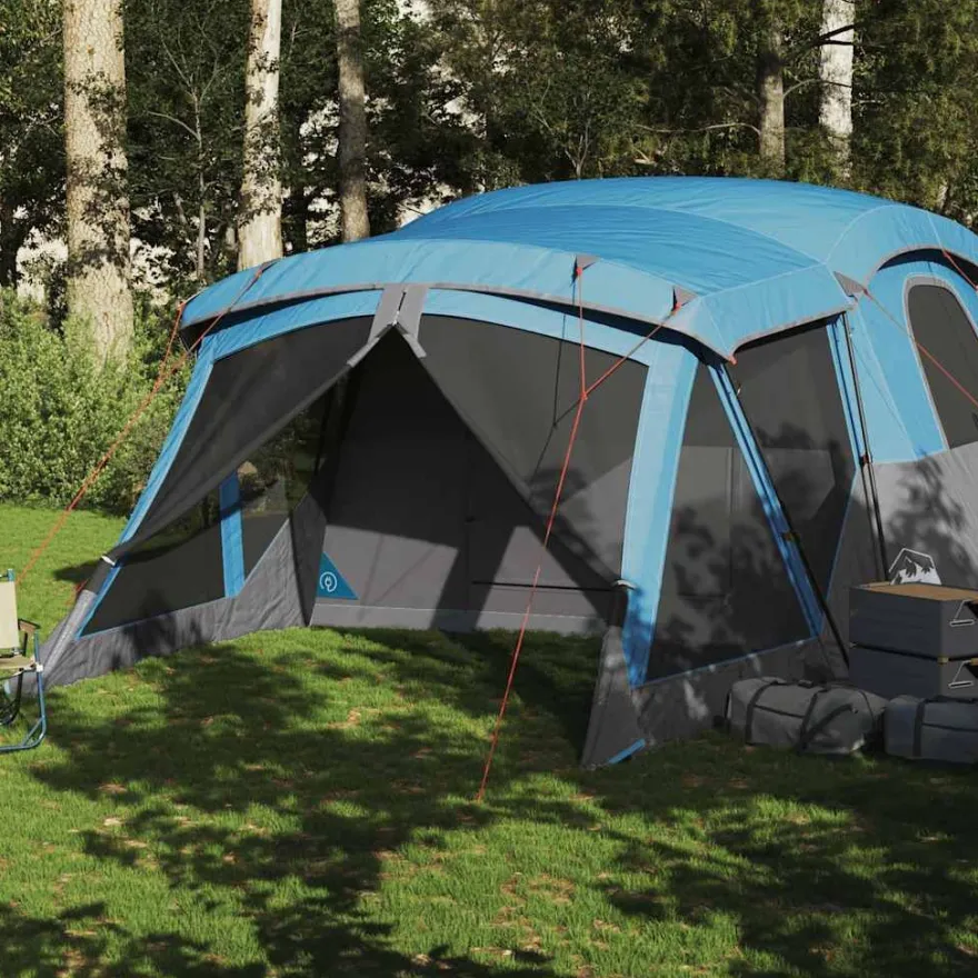 vidaXL Campingzelt mit Vorzelt 4 Personen Blau Wasserdicht