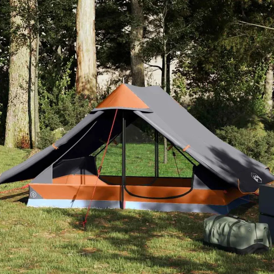 vidaXL Campingzelt 2 Personen Grau Wasserdicht