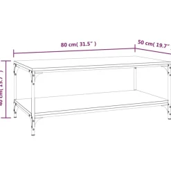 vidaXL Couchtisch Grau Sonoma 80x50x40 cm Holzwerkstoff