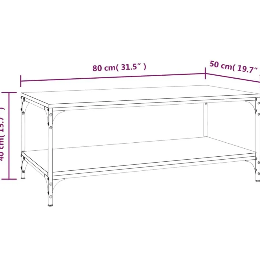 vidaXL Couchtisch Grau Sonoma 80x50x40 cm Holzwerkstoff