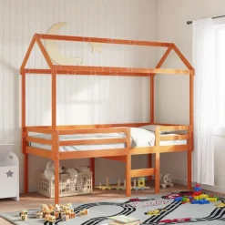 vidaXL Dach für Kinderbett Wachsbraun 217x95,5x159cm Massivholz Kiefer