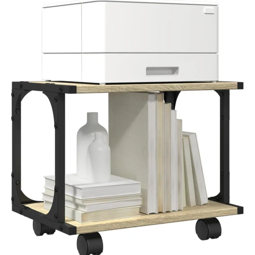 vidaXL Druckerständer 2 Ablagen Sonoma-Eiche 41x28x33,5 cm