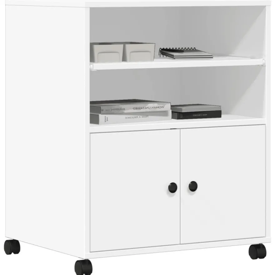 vidaXL Druckerständer mit Rollen Weiß 60x48x74 cm