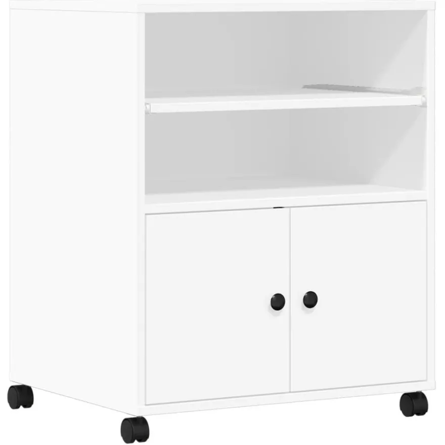 vidaXL Druckerständer mit Rollen Weiß 60x48x74 cm