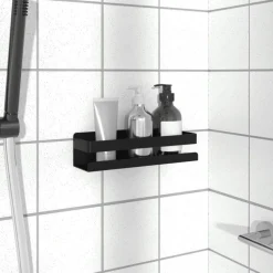 vidaXL Duschablage Mattschwarz 23x6,5x6 cm Gebürsteter Edelstahl 304