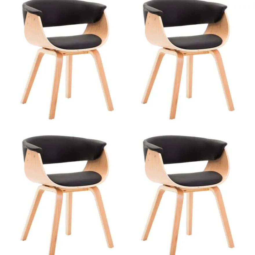 vidaXL Esszimmerstühle 4 Stk. Schwarz Bugholz und Kunstleder