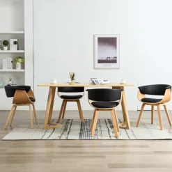 vidaXL Esszimmerstühle 4 Stk. Schwarz Bugholz und Kunstleder
