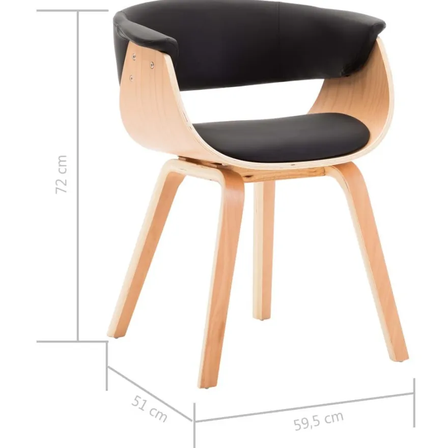 vidaXL Esszimmerstühle 4 Stk. Schwarz Bugholz und Kunstleder