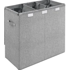 vidaXL Faltbarer Wäschekorb Grau 64,5x34,5x59 cm Leinenimitat Stoff