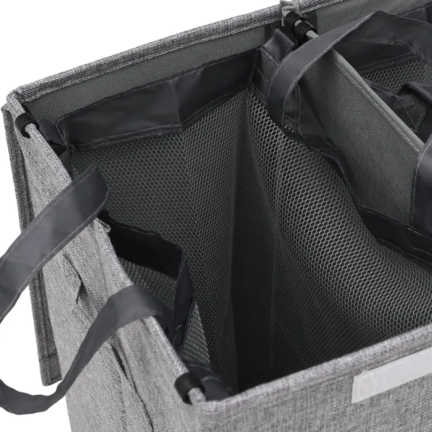 vidaXL Faltbarer Wäschekorb Grau 64,5x34,5x59 cm Leinenimitat Stoff