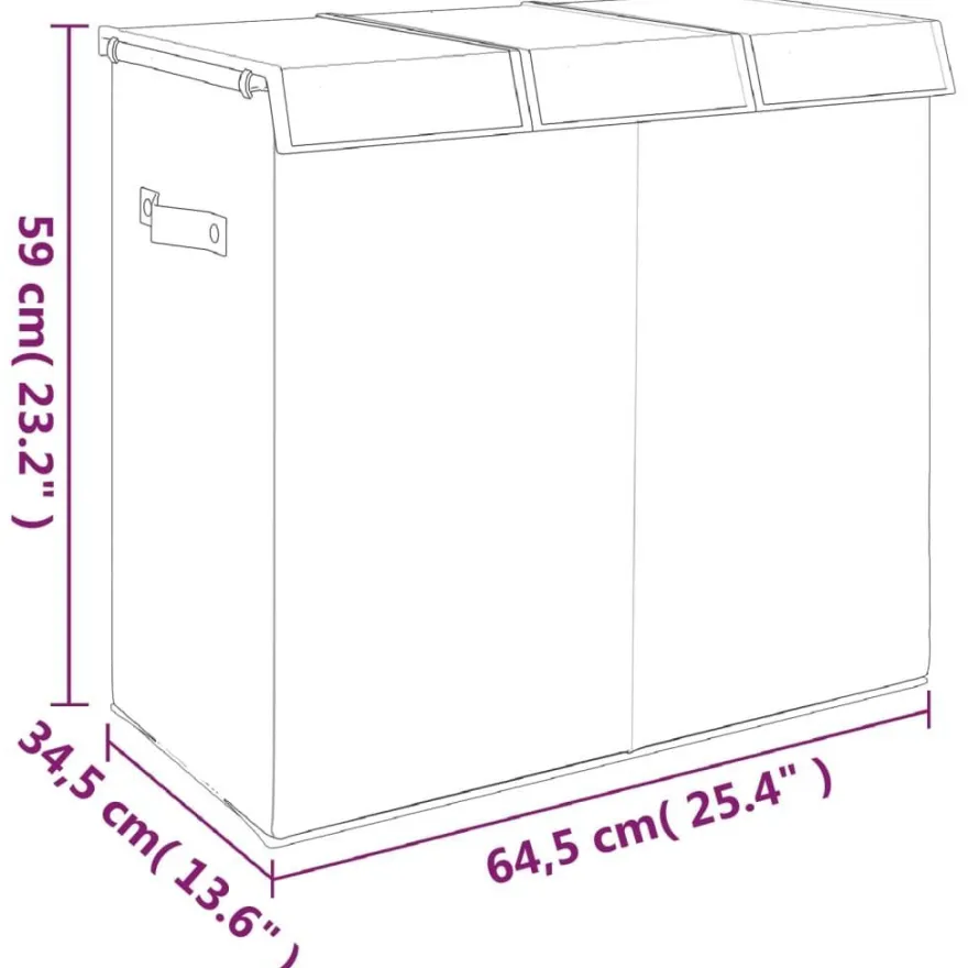 vidaXL Faltbarer Wäschekorb Grau 64,5x34,5x59 cm Leinenimitat Stoff