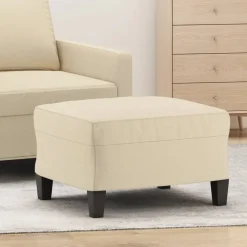 vidaXL Fußhocker Creme 60x50x41 cm Stoff