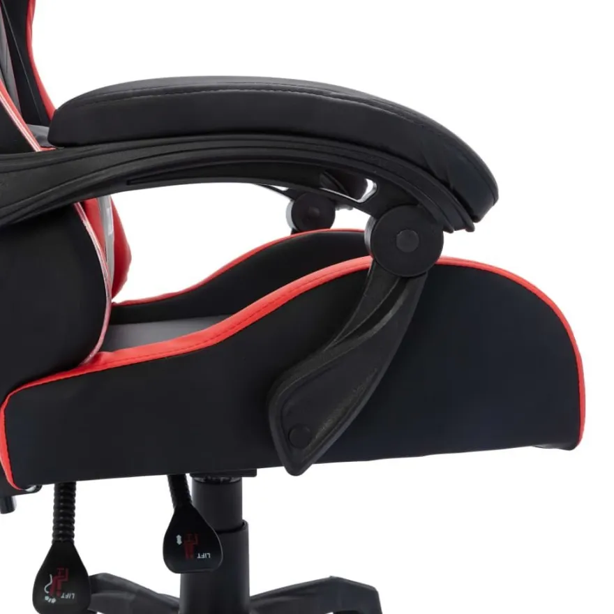 vidaXL Gaming-Stuhl mit RGB LED-Leuchten Rot und Schwarz Kunstleder