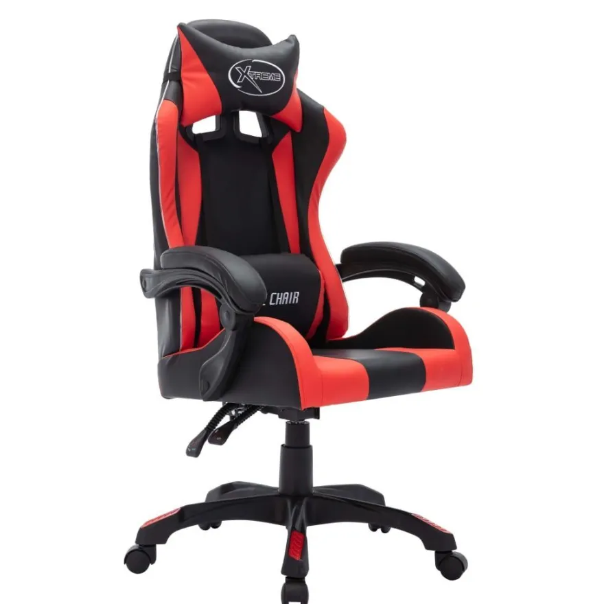 vidaXL Gaming-Stuhl mit RGB LED-Leuchten Rot und Schwarz Kunstleder