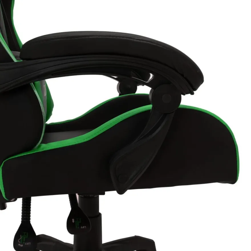 vidaXL Gaming-Stuhl mit RGB LED-Leuchten Grün und Schwarz Kunstleder