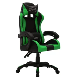 vidaXL Gaming-Stuhl mit RGB LED-Leuchten Grün und Schwarz Kunstleder