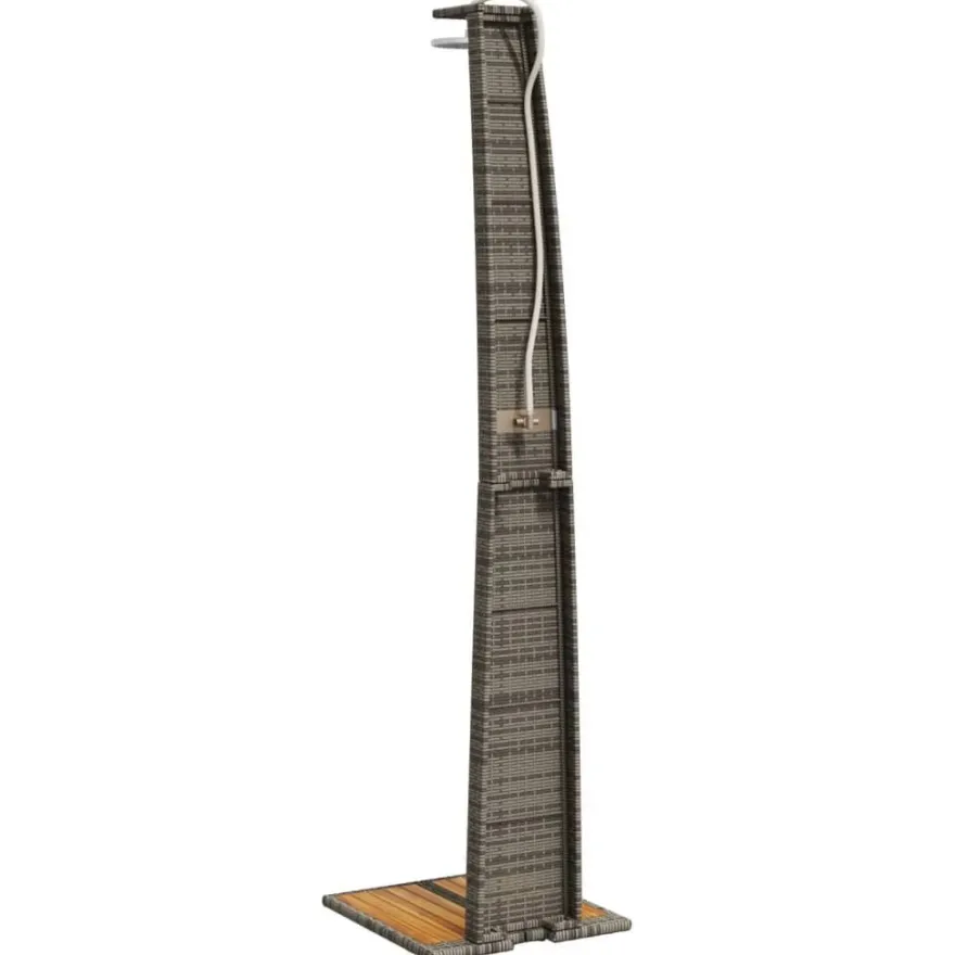 vidaXL Gartendusche Grau 55x60x224 cm Poly Rattan und Akazienholz