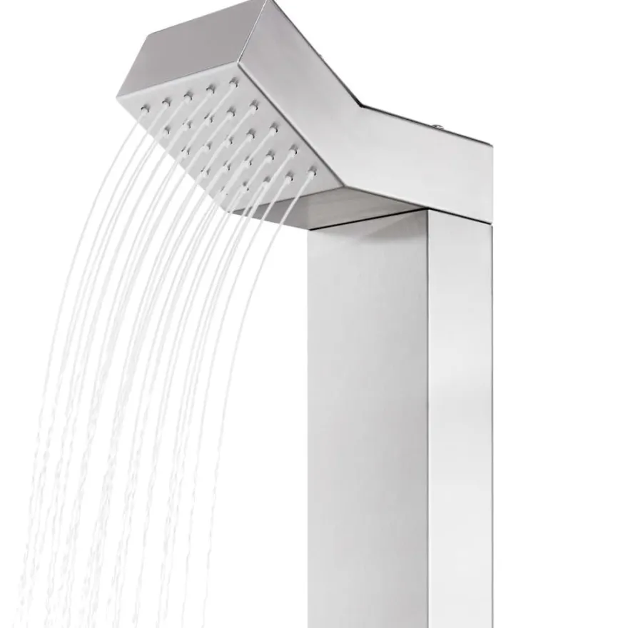 vidaXL Gartendusche mit Grauer Bodenplatte 225 cm Edelstahl