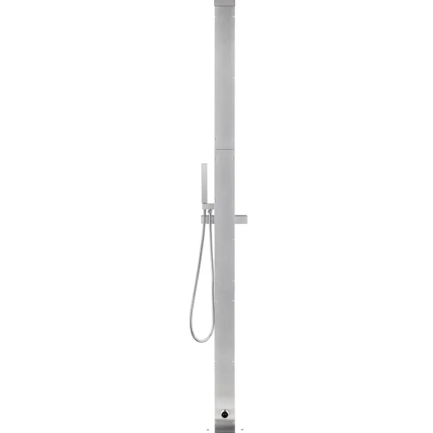 vidaXL Gartendusche mit Grauer Bodenplatte 225 cm Edelstahl