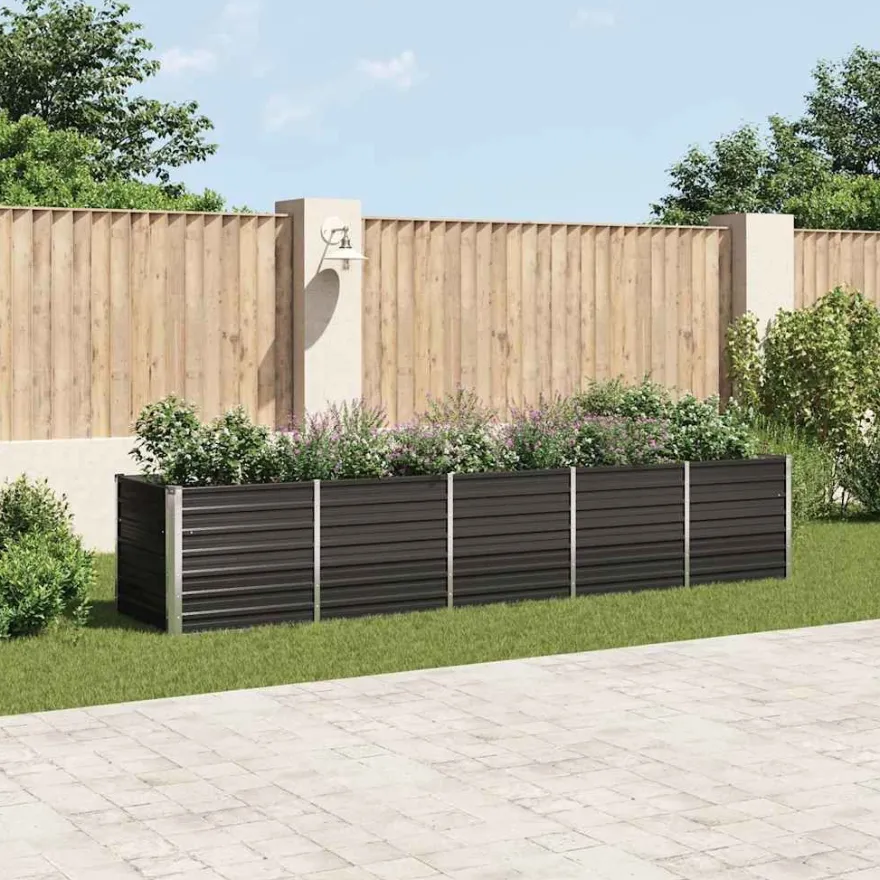 vidaXL Garten-Hochbeet Verzinkter Stahl 400x80x77 cm Anthrazit