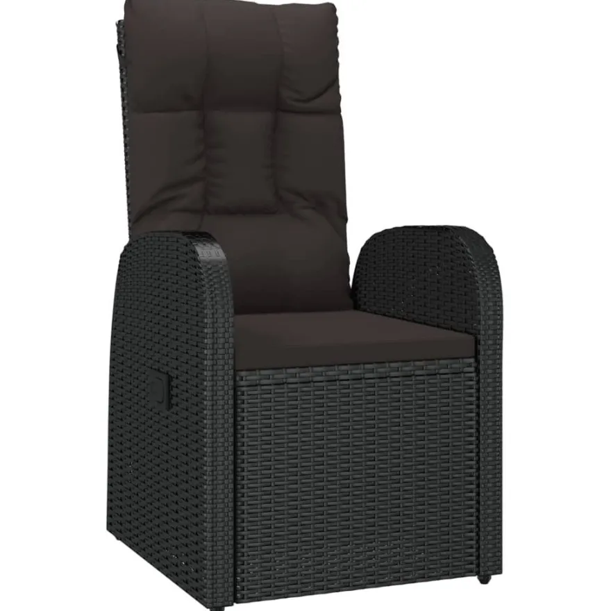 vidaXL Garten-Liegestühle 2 Stk. mit Auflagen Poly Rattan Schwarz