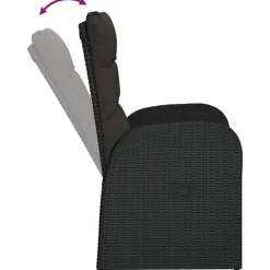 vidaXL Garten-Liegestühle 2 Stk. mit Auflagen Poly Rattan Schwarz
