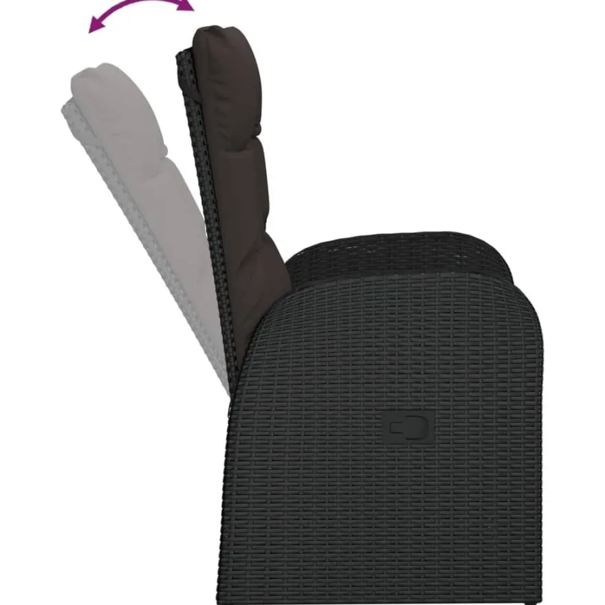 vidaXL Garten-Liegestühle 2 Stk. mit Auflagen Poly Rattan Schwarz