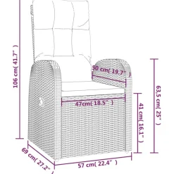 vidaXL Garten-Liegestühle 2 Stk. mit Auflagen Poly Rattan Schwarz