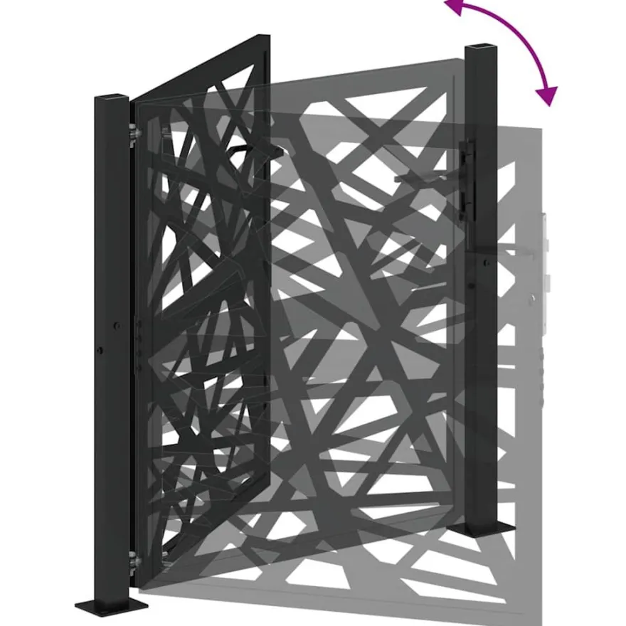 vidaXL Gartentor Schwarz 105x106 cm Stahl Lichtdesign