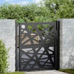 vidaXL Gartentor Schwarz 105x106 cm Stahl Lichtdesign