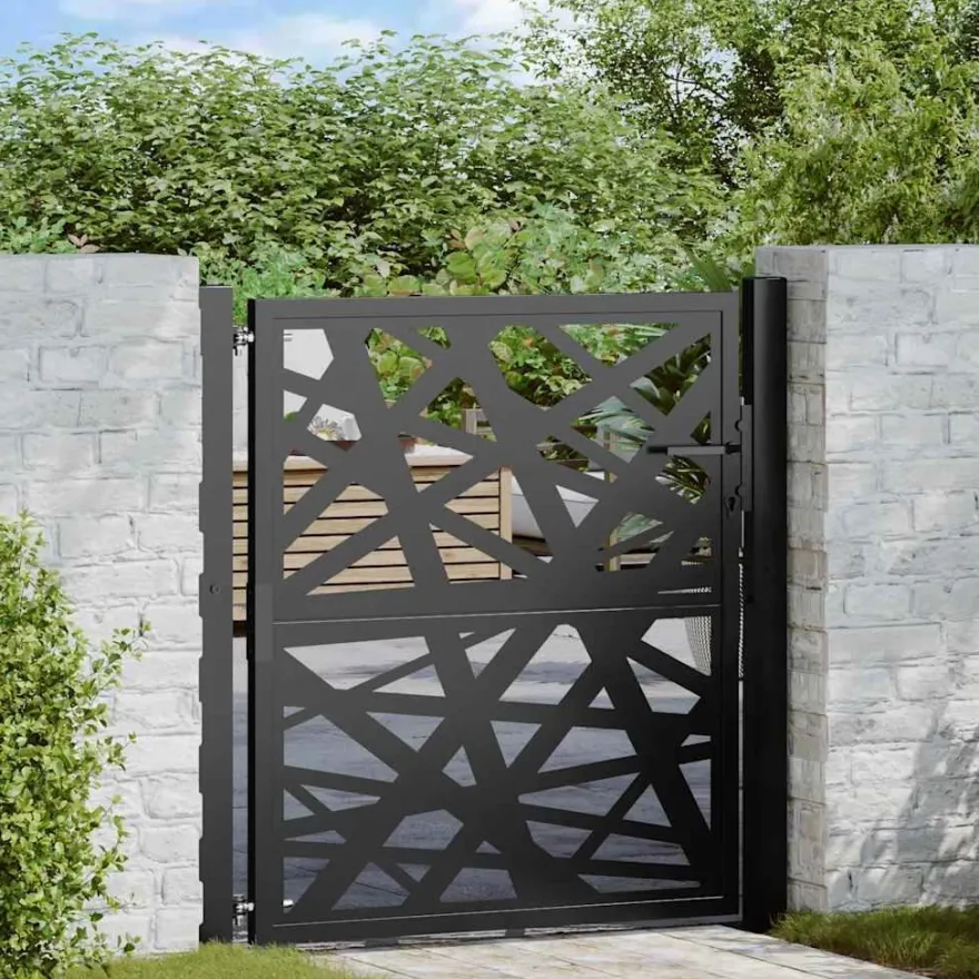 vidaXL Gartentor Schwarz 105x106 cm Stahl Lichtdesign
