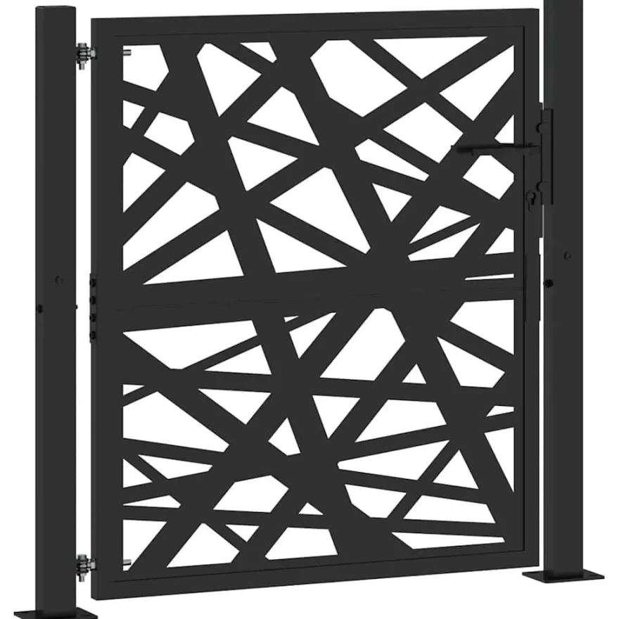vidaXL Gartentor Schwarz 105x106 cm Stahl Lichtdesign