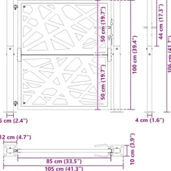 vidaXL Gartentor Schwarz 105x106 cm Stahl Lichtdesign