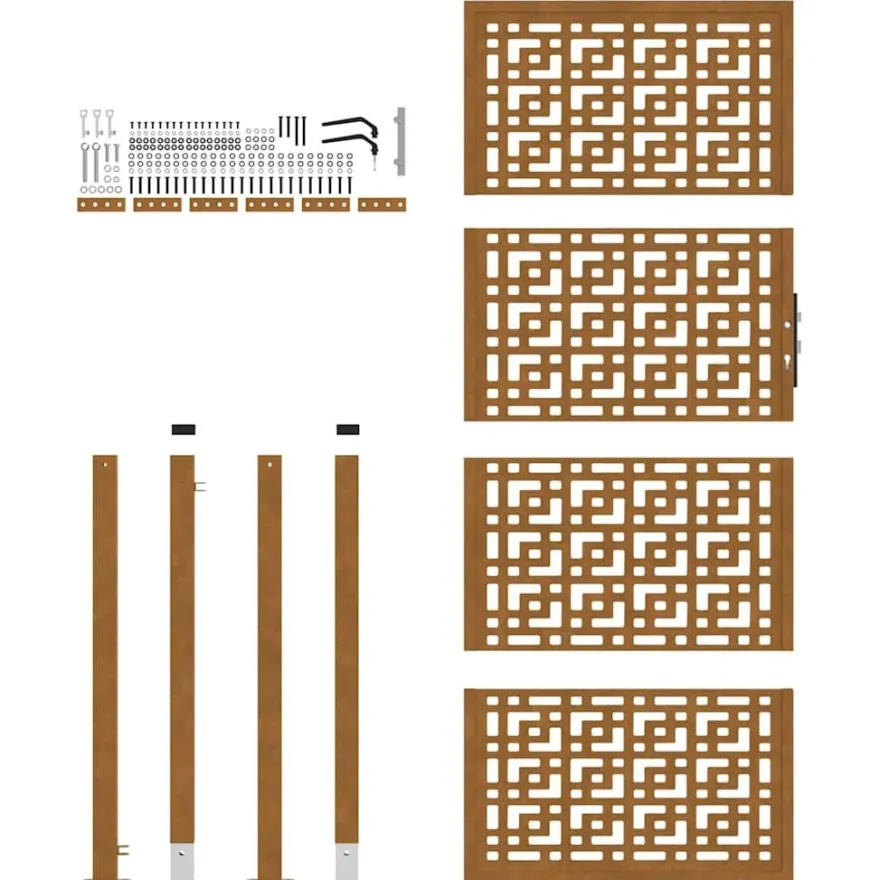 vidaXL Gartentor 105x205 cm Wetterfester Stahl Kreuz-Design