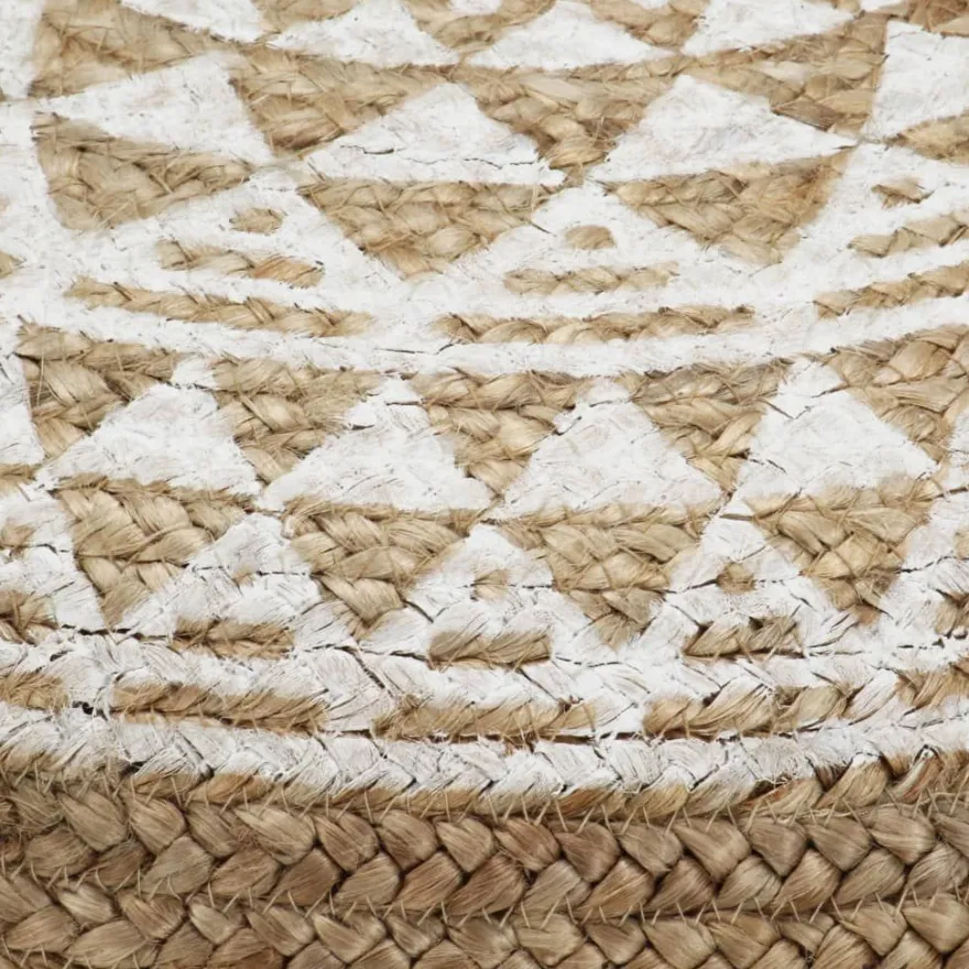 vidaXL Handgefertigter Sitzpuff Weiß 45x30 cm Jute