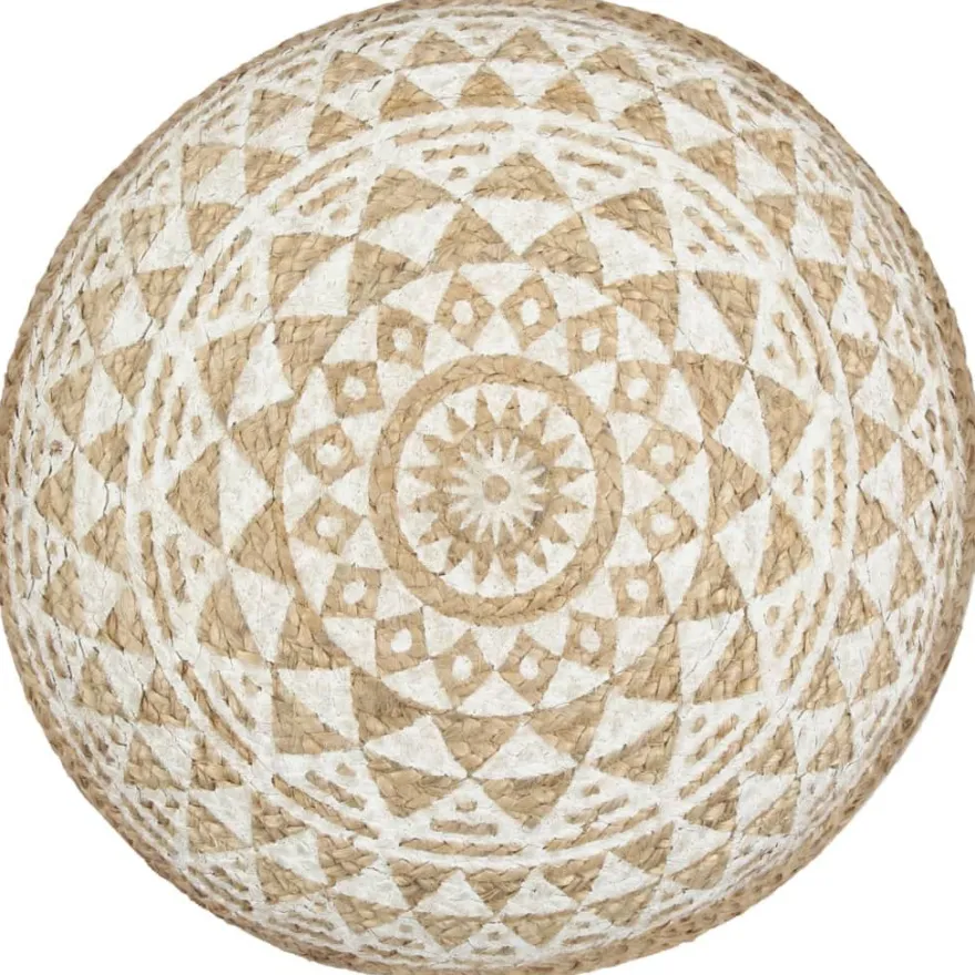 vidaXL Handgefertigter Sitzpuff Weiß 45x30 cm Jute