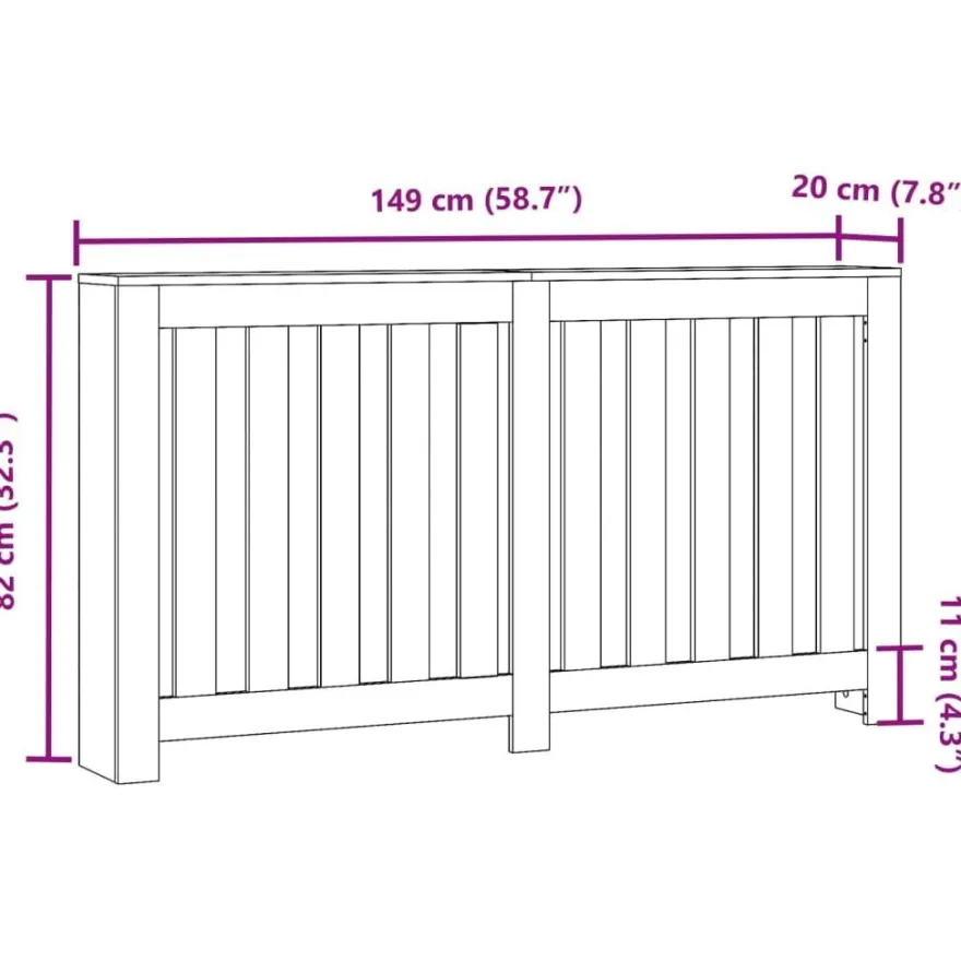 vidaXL Heizkörperverkleidung Altholz-Optik 149x20x82 cm Holzwerkstoff