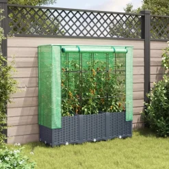 vidaXL Hochbeet mit Gewächshaus-Aufsatz Rattan-Optik 120x40x138 cm